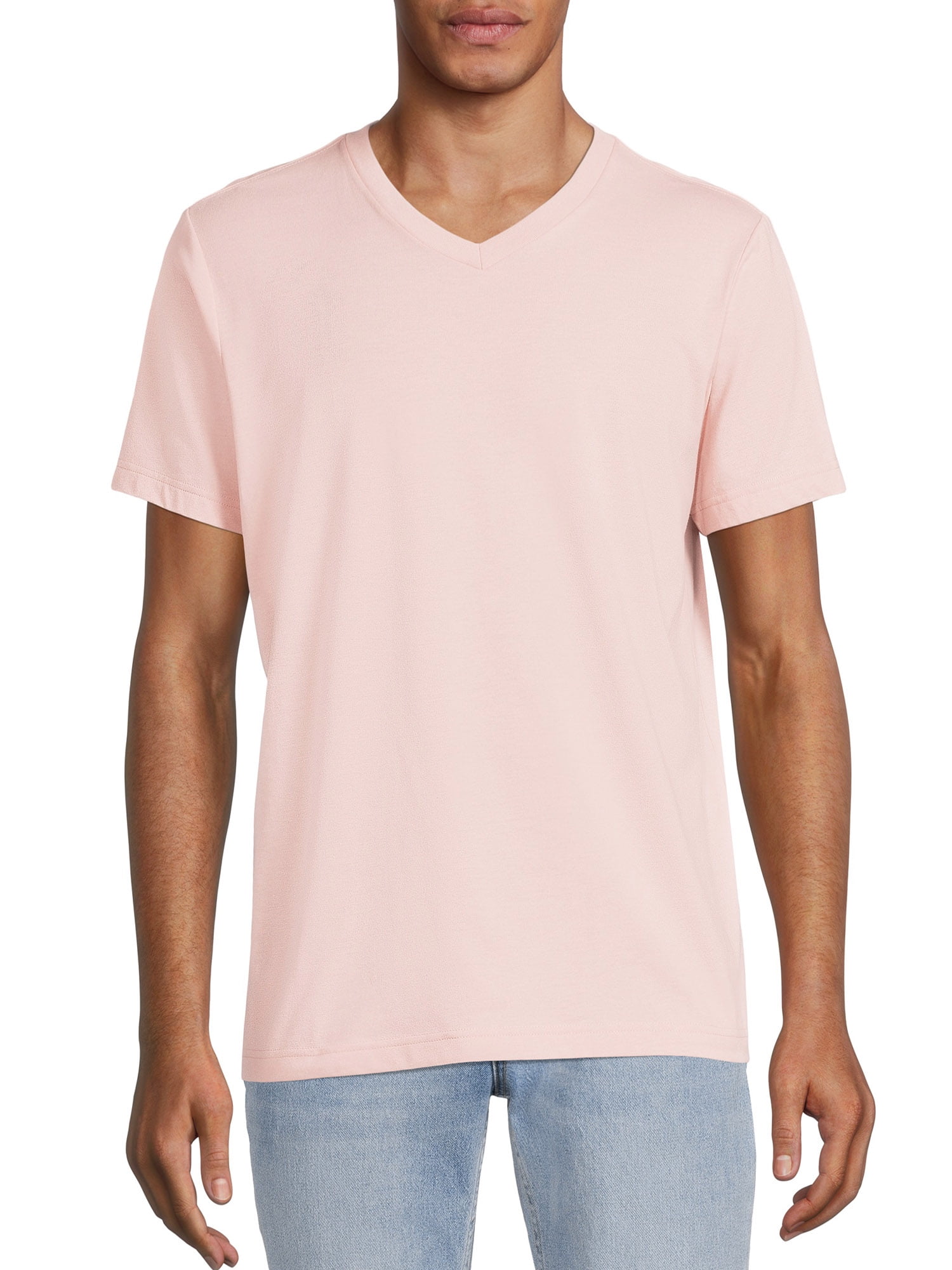 JustBlanks Young Men's Short Sleeve The Concert Tee 4.5-ounce, 100% Soft  Spun Cotton Jersey Keep The Beat in Harmony in This V-Neck T-Shirt for Men  - Neon Pink - X-Small 