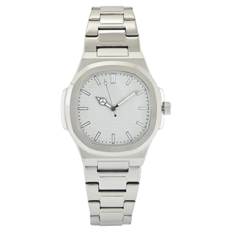 George, Silver Case Watch, Silver Matte Bracelet, Metal Alloy