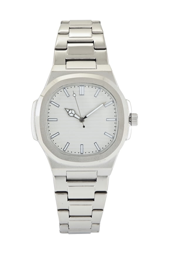 Men's Silver Case with Silver Matte Bracelet Watch