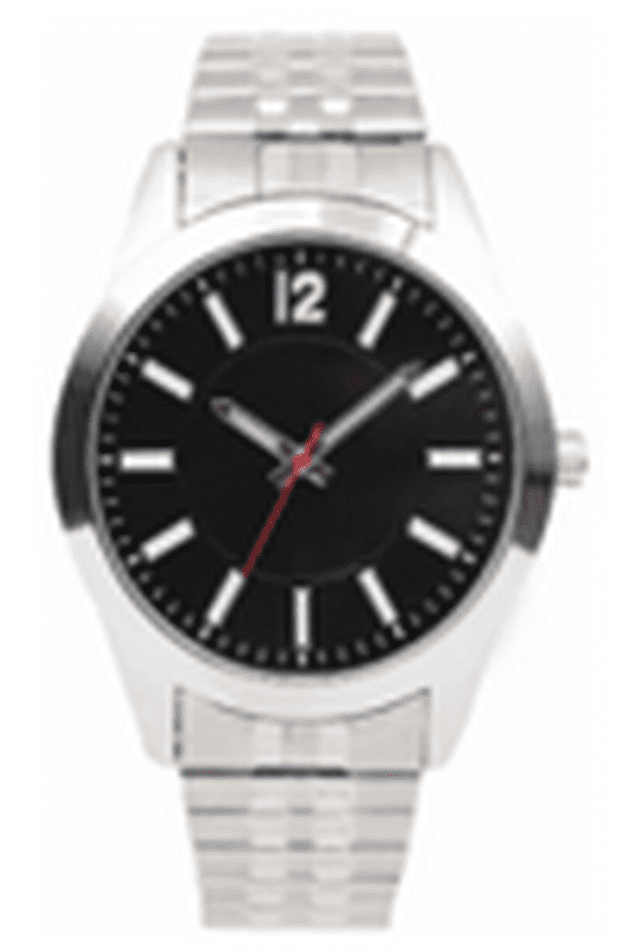 Men's Silver Round Case Expansion Bacelet Wristwatch