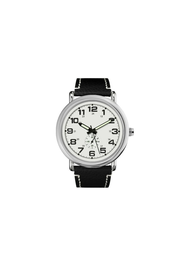 Men's Silver Tone Round Watch with Easy Read Dial