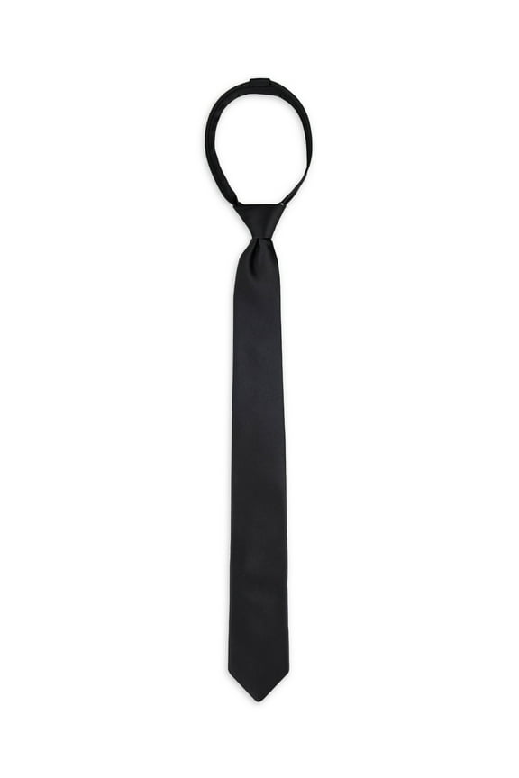 Men's Skinny Zipper Tie, Black