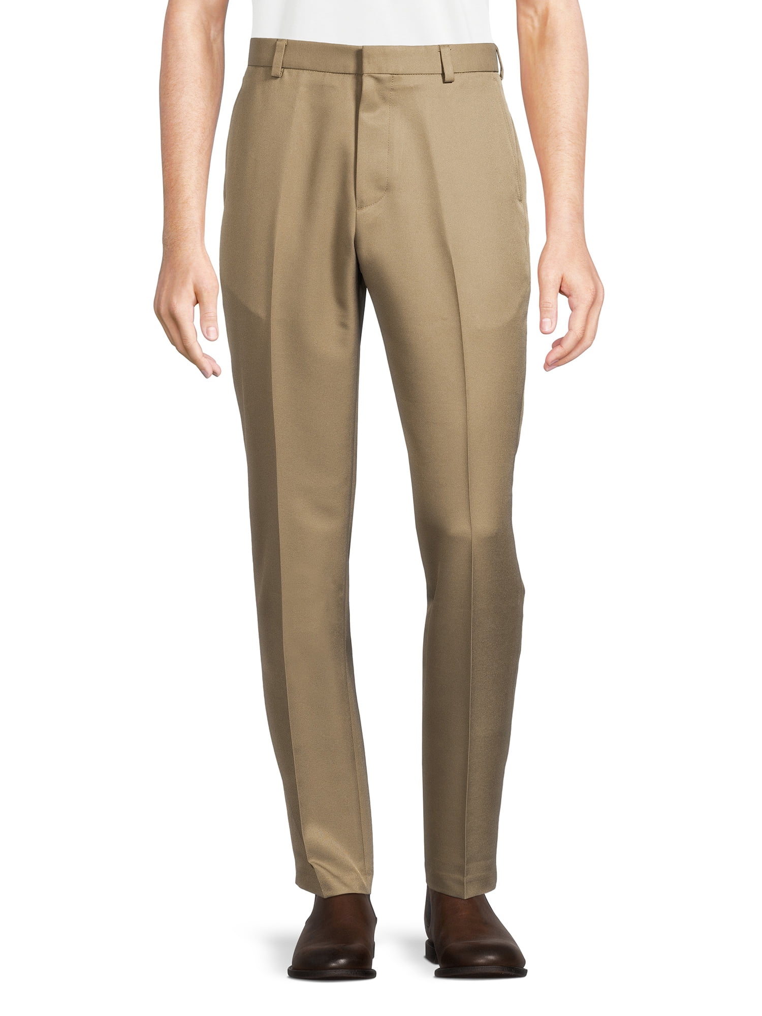 Men's Slim Fit Flat Front Sorbtek Microfiber Dress Pants