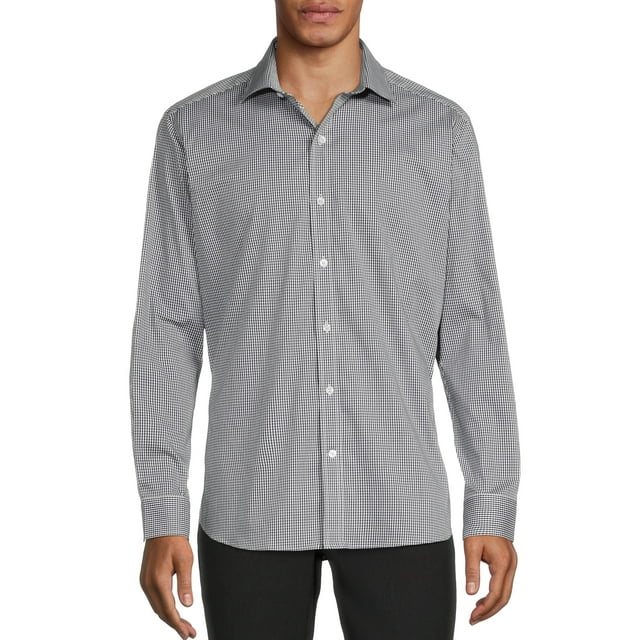George Men's Slim Fit Gingham Dress Shirt - Walmart.com