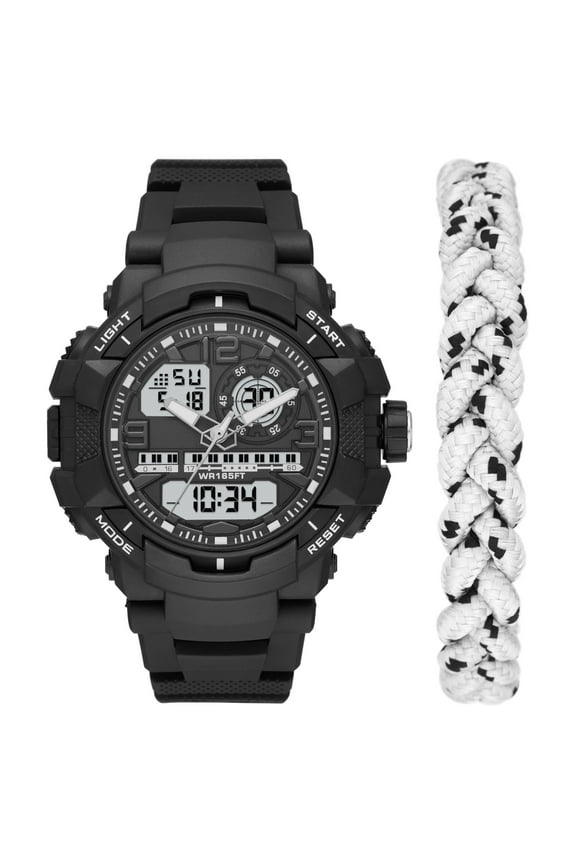 Men's Sport Watch Set with White and Black Nylon Sport Bracelet (FMDXOGE027)