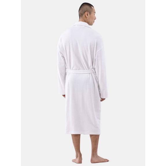 George Men's Terry Plush Shawl Collar Robe with Long Sleeves, One Size Fits Most