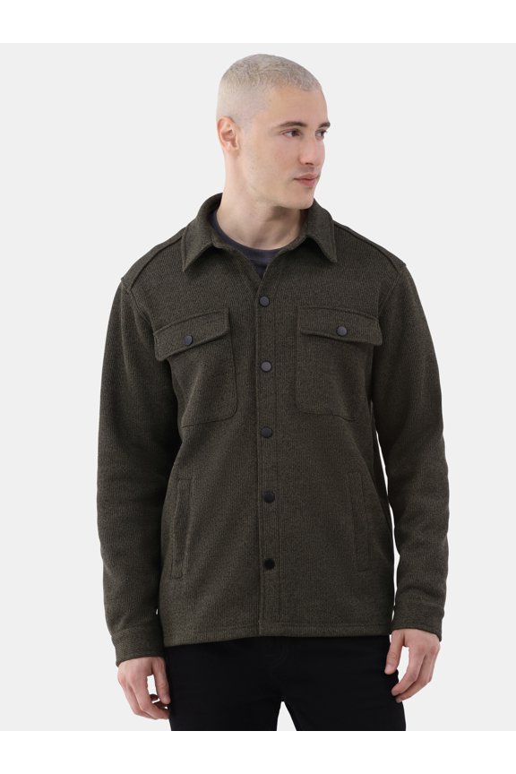 Men's & Big Men's Knit Fleece Shirt Jacket, Sizes S-3XL