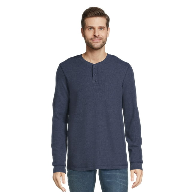 George Men's Thermal Henley Shirt with Long Sleeves, Sizes XS-5XL ...