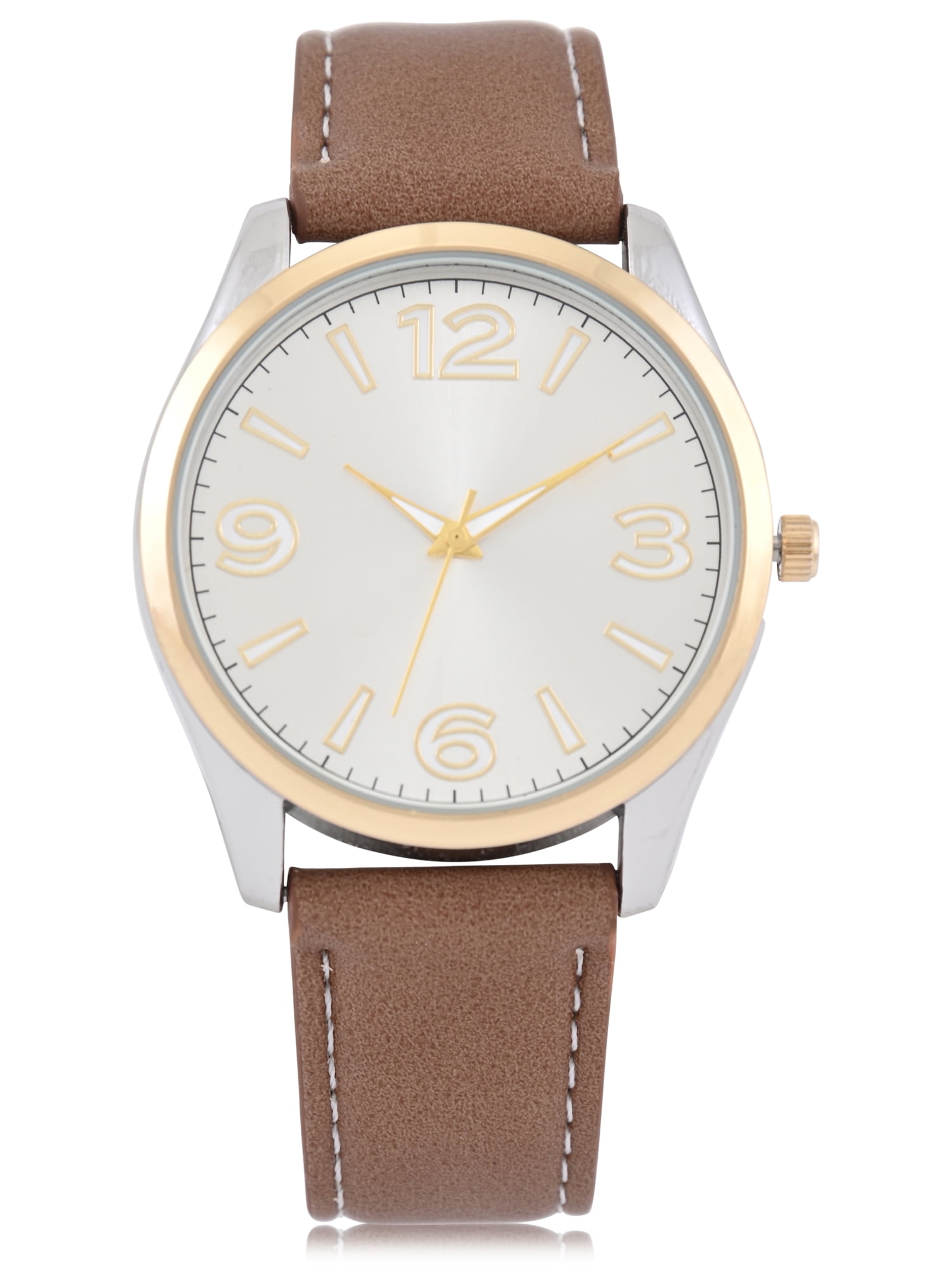 George Men's Two-Tone Case with Brown PU Strap Wristwatch