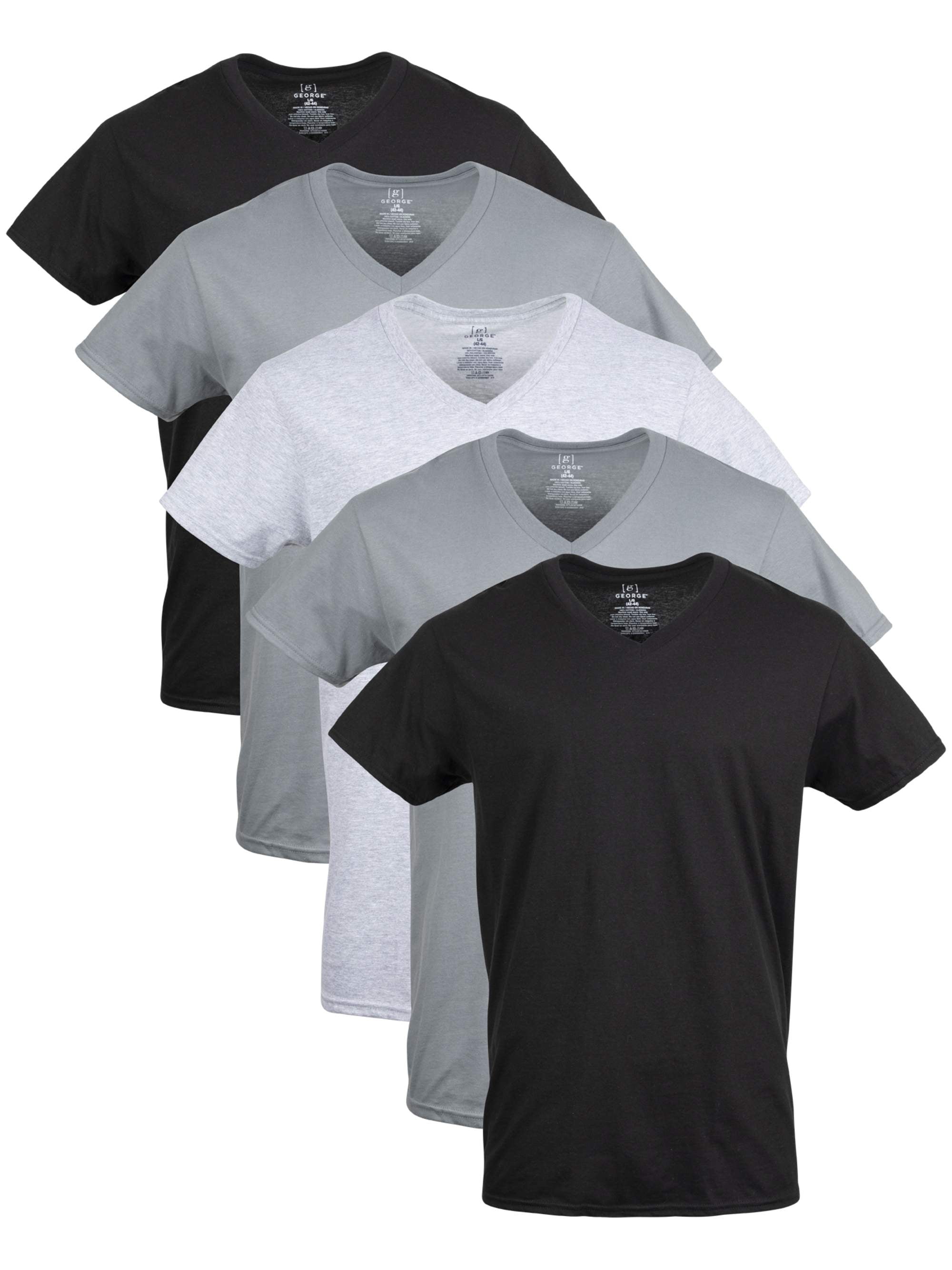 George Men's V-Neck T-shirts, 5-Pack - Walmart.com