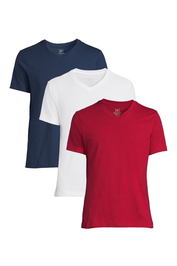 Men's V-Neck Tees with Short Sleeves, 3-Pack