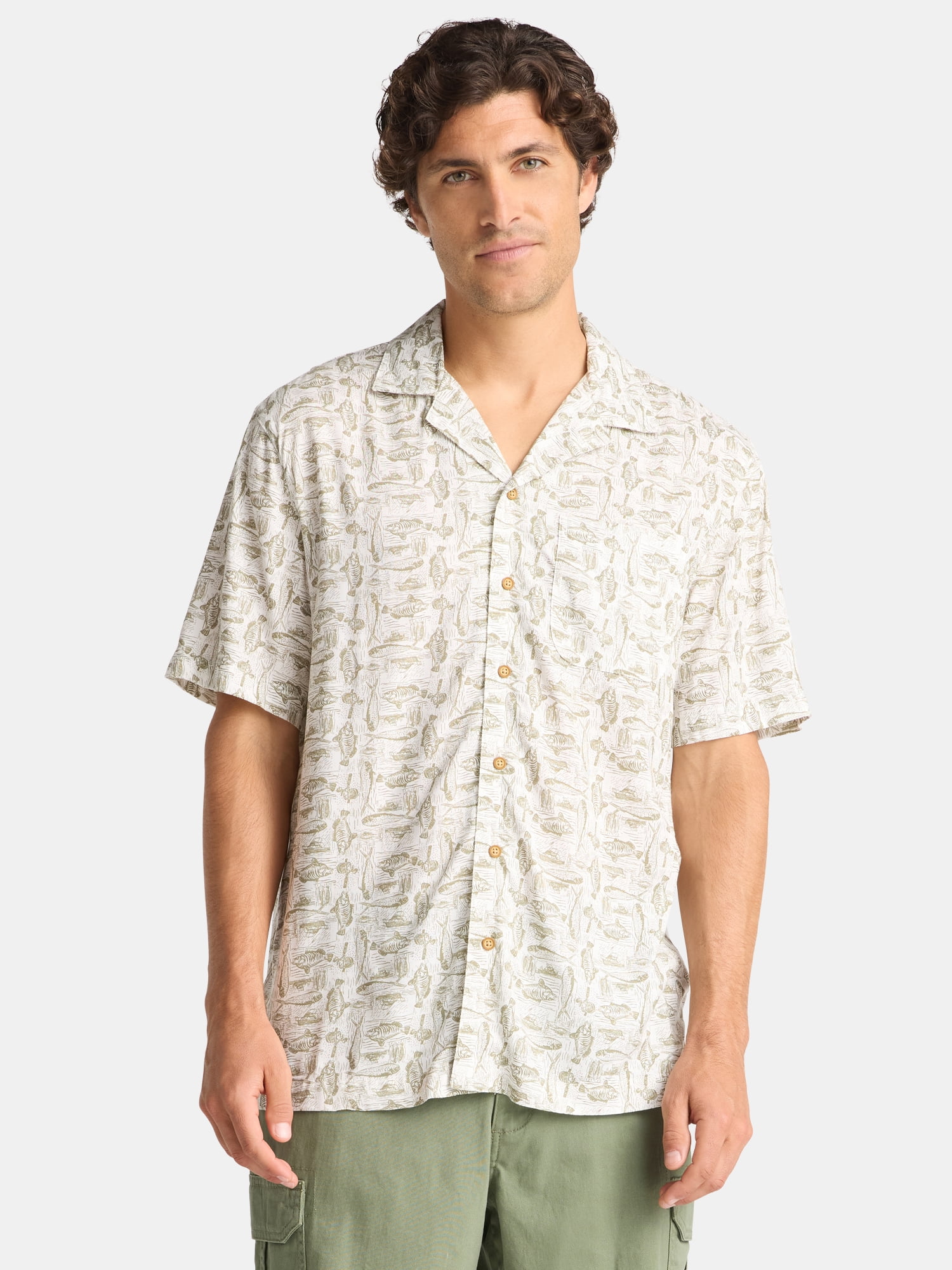George Men's Relaxed Fit Viscose Camp Shirt, Sizes S-3XL