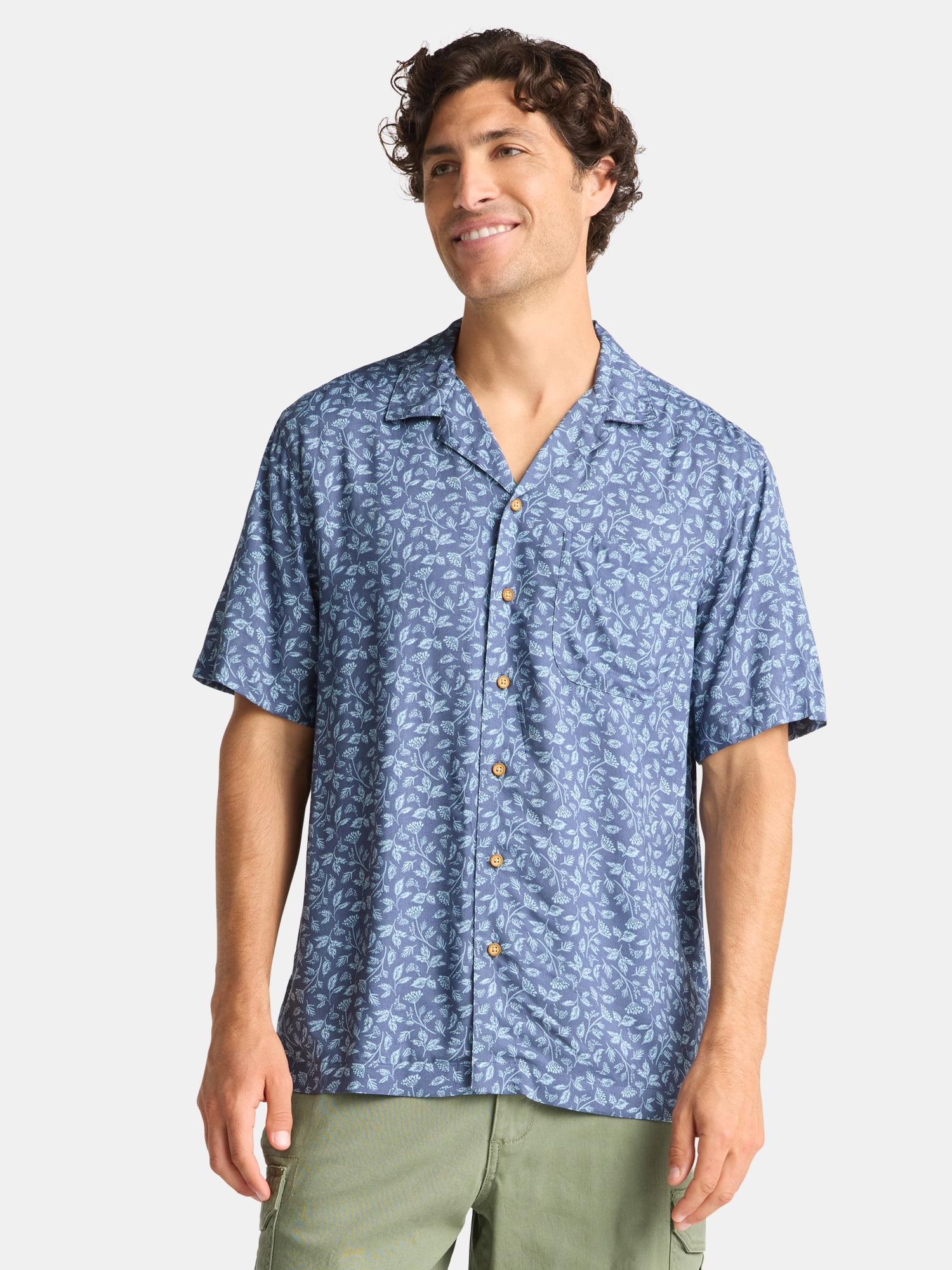 George Men's Relaxed Fit Viscose Camp Shirt, Sizes S-3XL