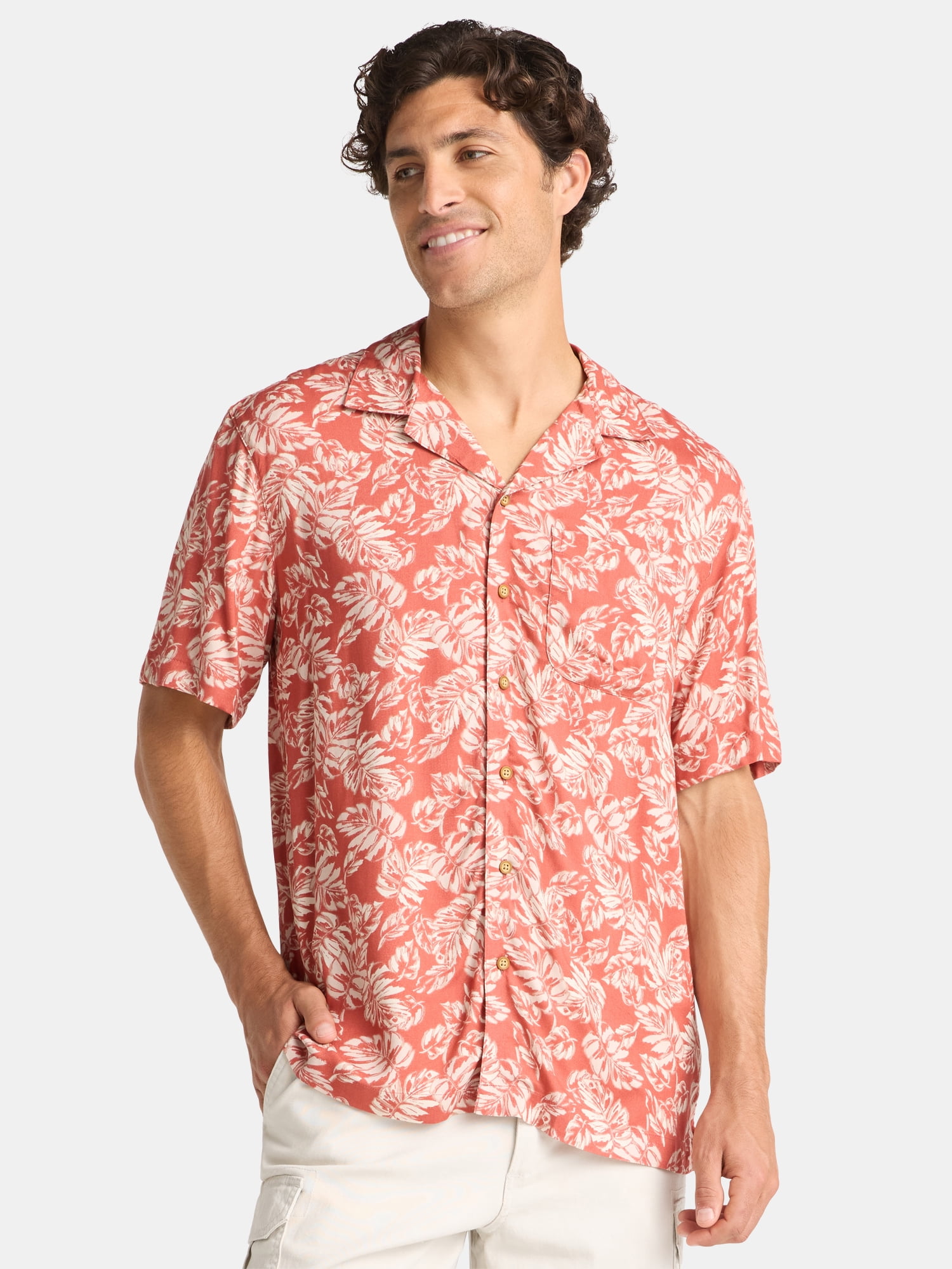 George Men's Relaxed Fit Viscose Camp Shirt, Sizes S-3XL