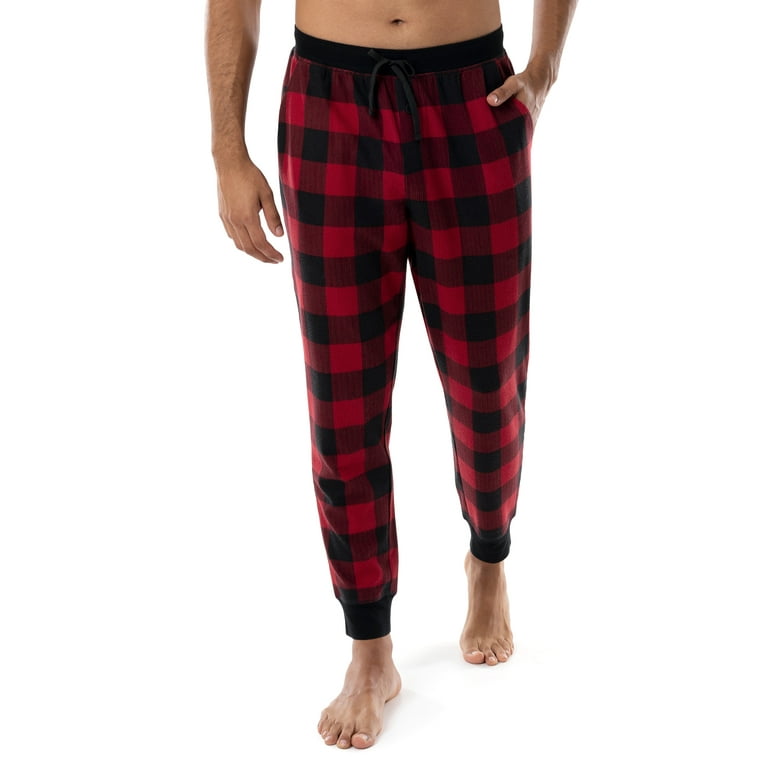 George Men s Waffle Jogger Sleep Pant Red Black Walmart