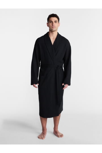 floor length mens dressing gown Lightweight Men's Bathrobe - Oxford