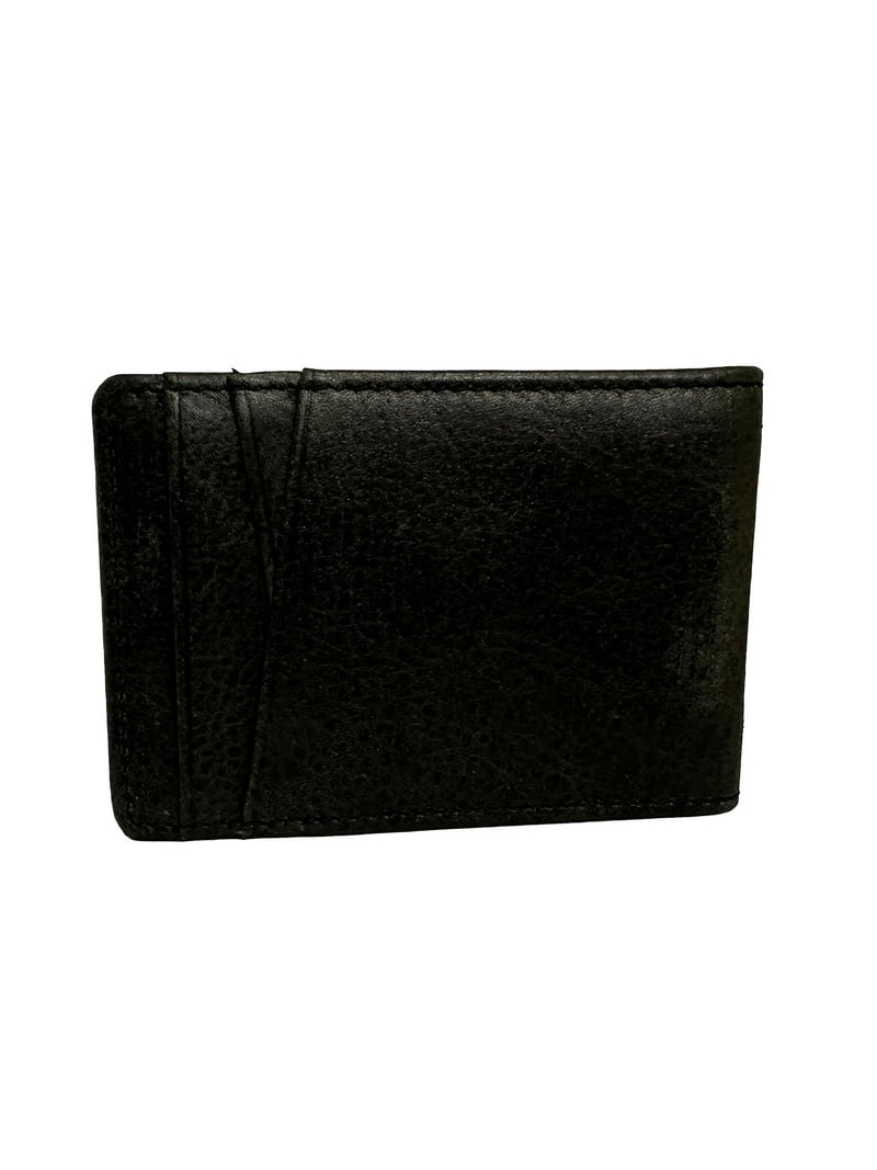 George Men's Wallet with Magnetic Tab, Black, Compact Design with