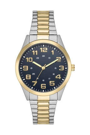 Men's Watch: 2-Tone Silver/Gold Case, Blue Easy Read Dial, 2-Tone Silver/Gold Expansion Band (FMDOGE043)