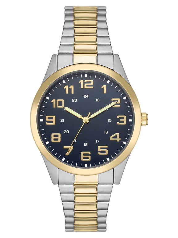 Men's Watch: 2-Tone Silver/Gold Case, Blue Easy Read Dial, 2-Tone Silver/Gold Expansion Band (FMDOGE043)