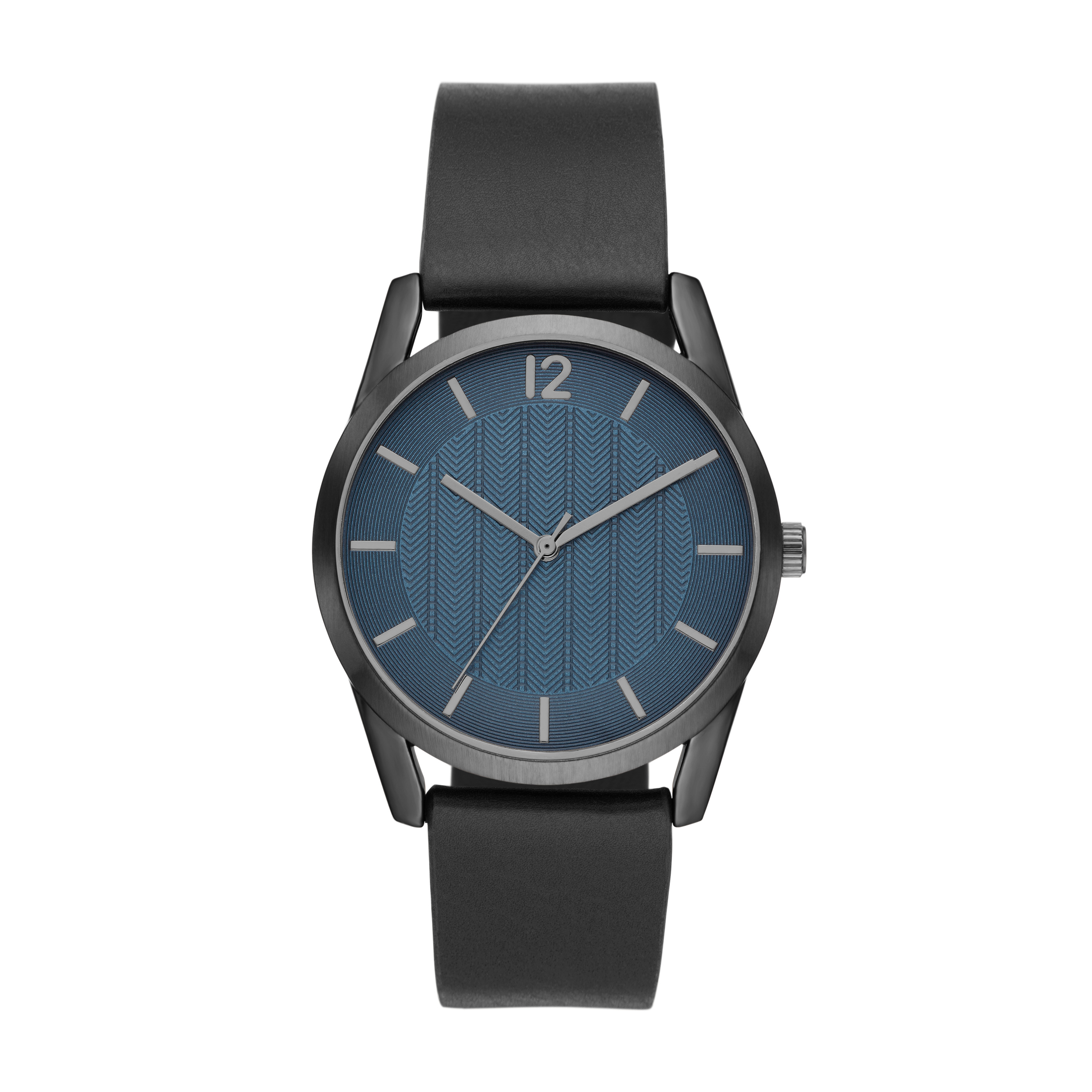 George Men's Watch: Gunmetal Case, Blue Textured Dial, Black Vegan ...