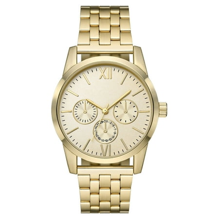 George Men's Watch with Brush Gold Round Case, Gold Dial and Brush Gold 5 Link Bracelet (FMDOGE058)