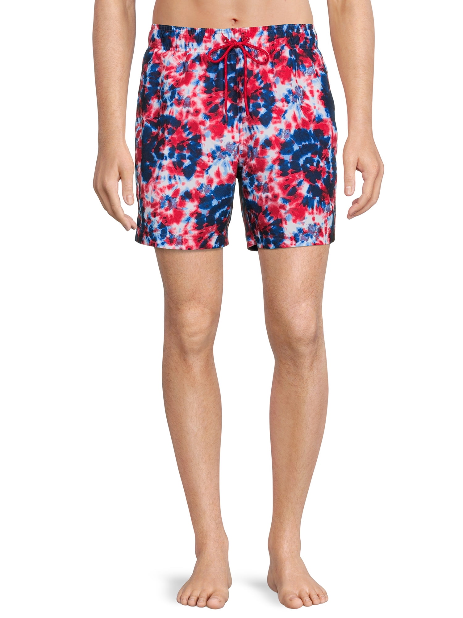 Men's and Big Men's 6" Tie Dye Swim Trunks, up to Size 5XL