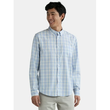 George Men's and Big Men’s Button Down Poplin Shirt with Long Sleeves, Sizes S-XXXL