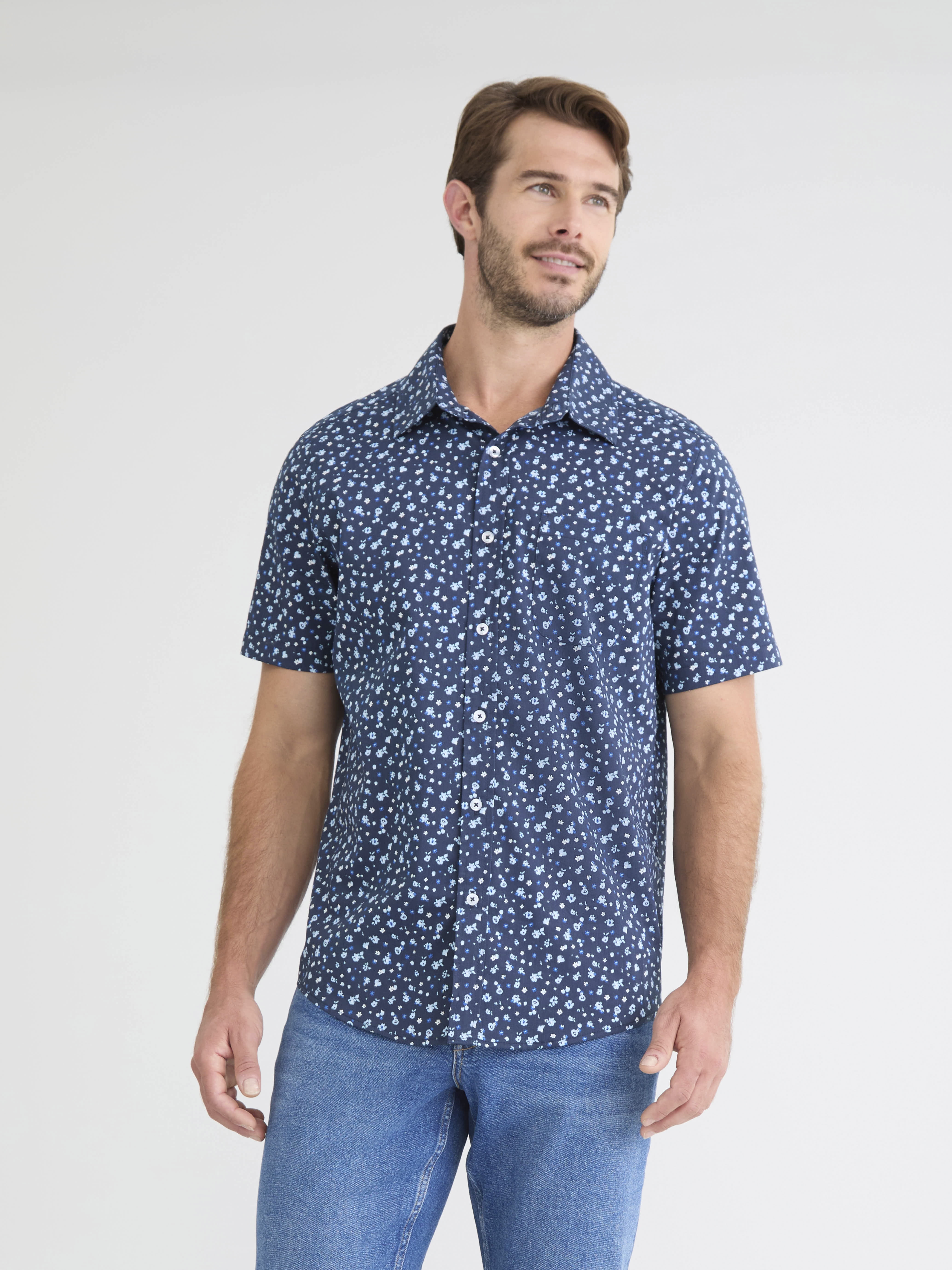 George Men's and Big Men's Button Up Commuter Shirt with Short Sleeves, Sizes S-3XL