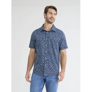 George Men's and Big Men's Button Up Commuter Shirt with Short Sleeves, Sizes S-3XL