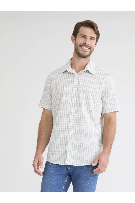 Men's and Big Men's Button Up Commuter Shirt with Short Sleeves, Sizes S-3XL