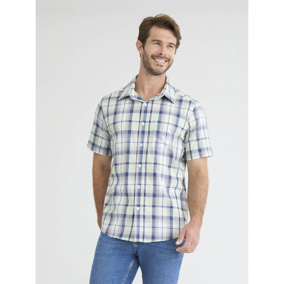 George Men's and Big Men's Button Up Commuter Shirt with Short Sleeves, Sizes S-3XL