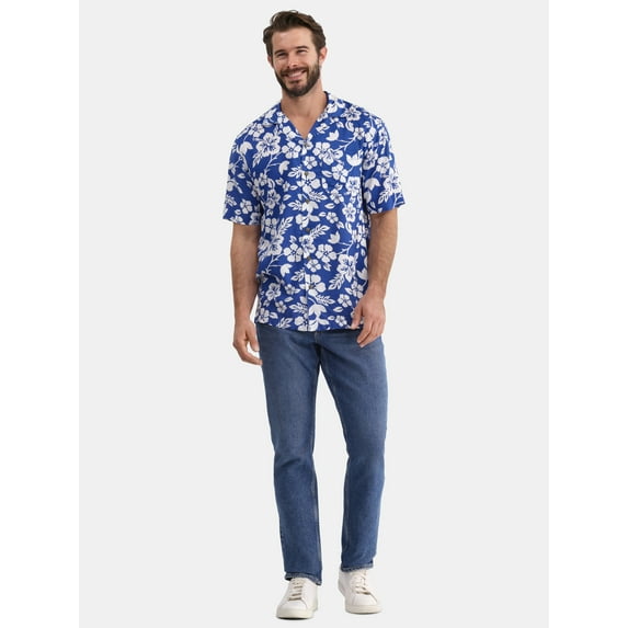 George Men's and Big Men’s Camp Shirt, Sizes S-3XL