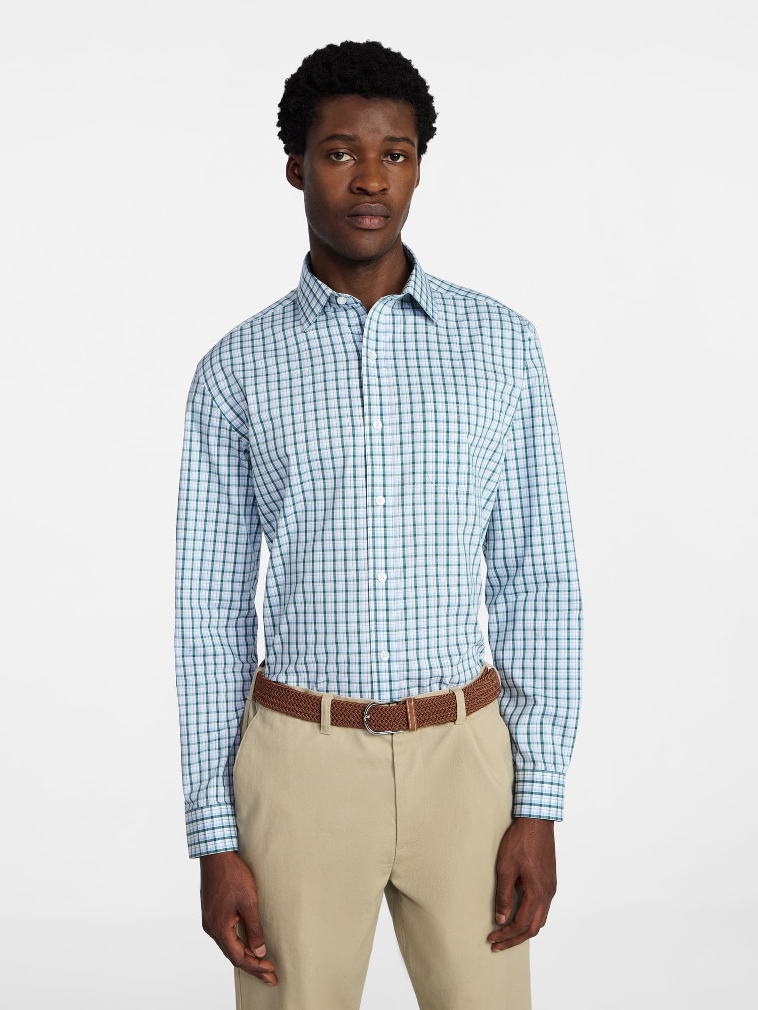George Men's and Big Men's Classic Dress Shirt with Long Sleeves, Sizes S-3XL