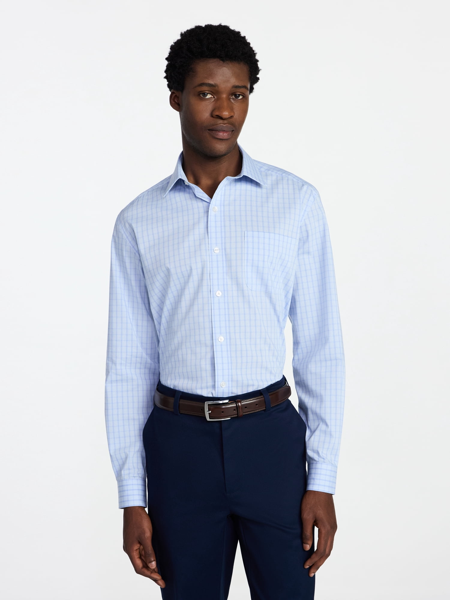 George Men's and Big Men's Classic Dress Shirt with Long Sleeves, Sizes S-3XL