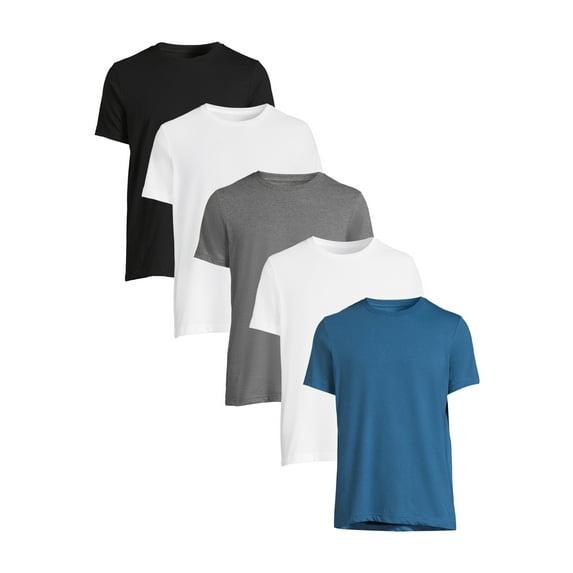George Men's and Big Men's Crew Tee with Short Sleeves, 5-Pack, Sizes XS-5XL