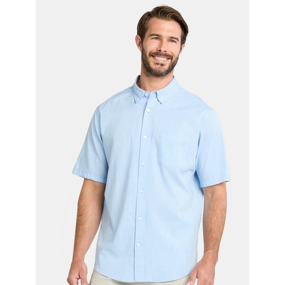 George Men's and Big Men's Cross Hatch Shirt with Short Sleeves, Sizes XS-3XL