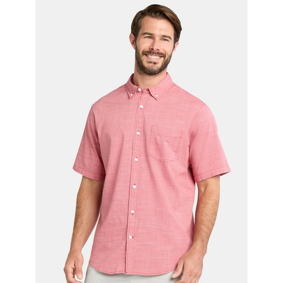 George Men's and Big Men's Cross Hatch Shirt with Short Sleeves, Sizes XS-3XL