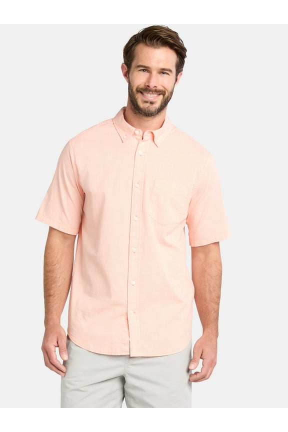 Men's and Big Men's Cross Hatch Shirt with Short Sleeves, Sizes XS-3XL