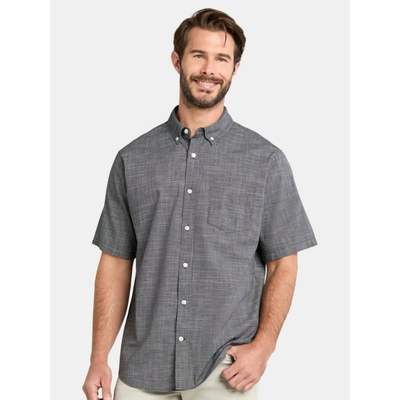 George Men's and Big Men's Cross Hatch Shirt with Short Sleeves, Sizes XS-3XL