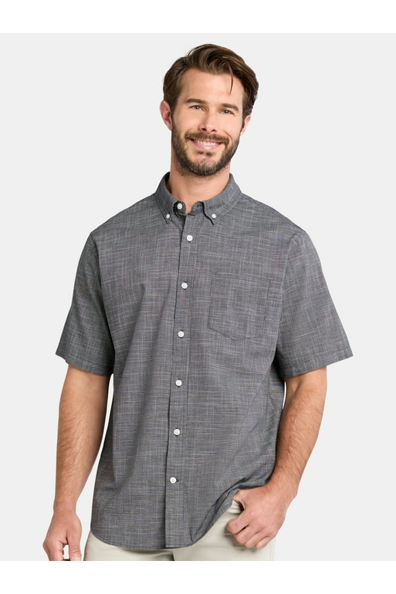 Men's and Big Men's Cross Hatch Shirt with Short Sleeves, Sizes XS-3XL