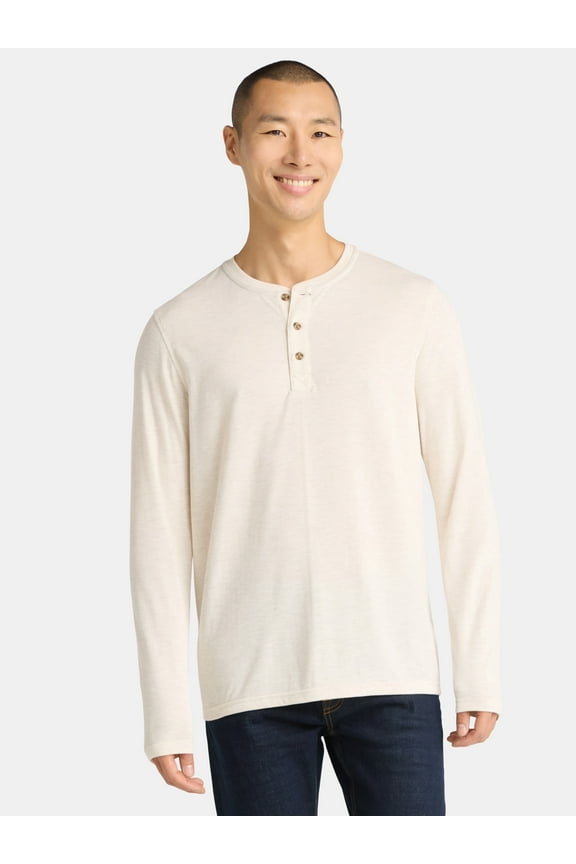 Men's& Big Men's Double Knit Henley, Sizes S-3XL