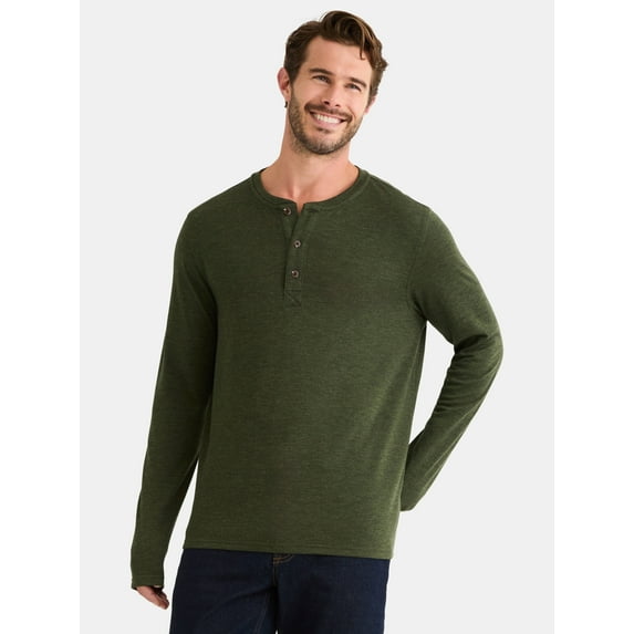 George Men's and Big Men's Double Knit Henley, Sizes S-3XL