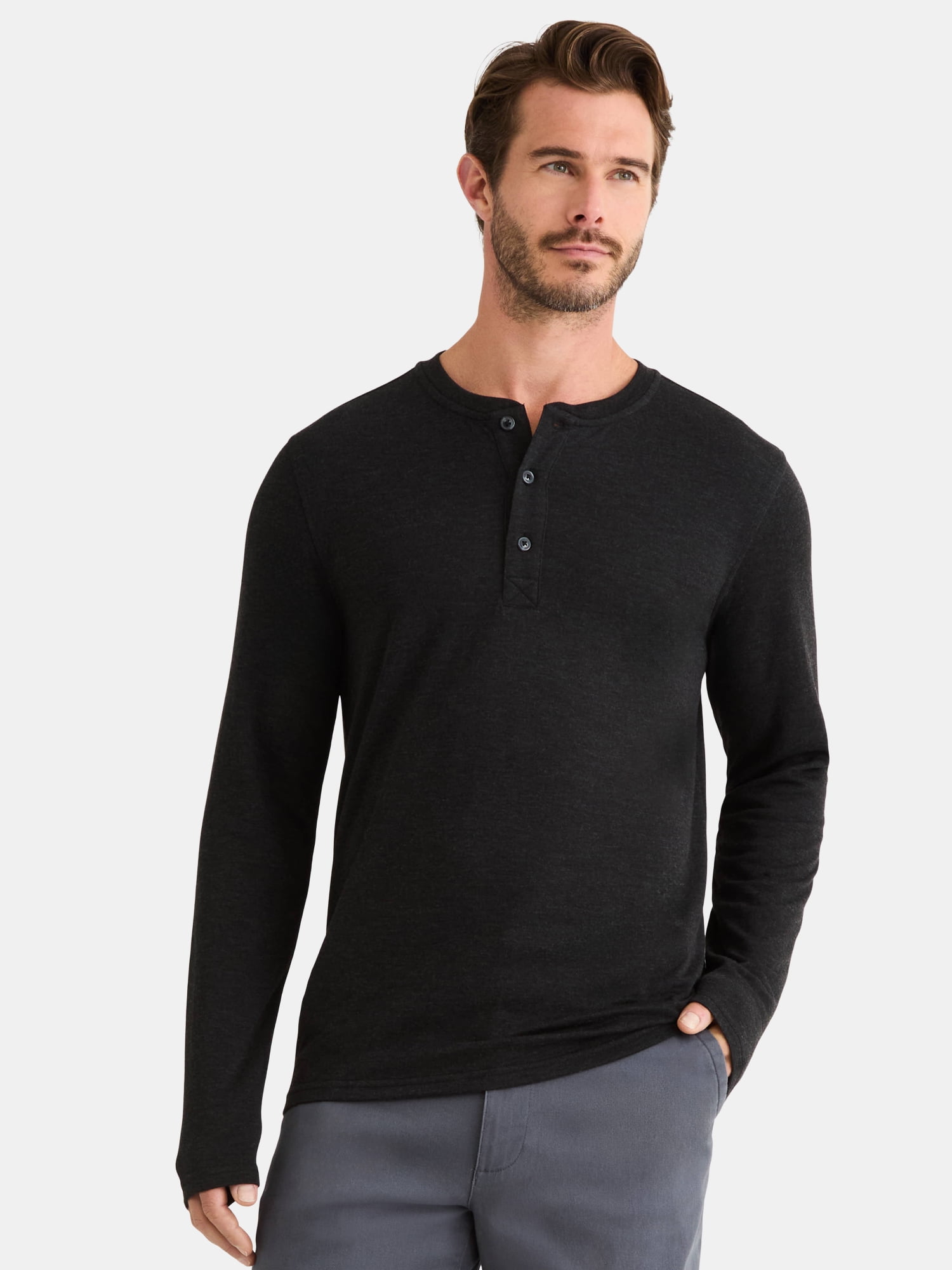 George Men's& Big Men's Double Knit Henley, Sizes S-3XL