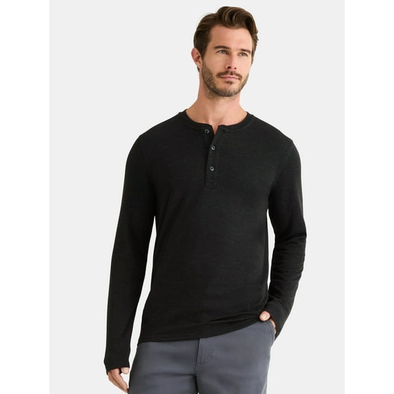George Men's& Big Men's Double Knit Henley, Sizes S-3XL