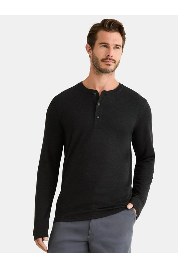 Men's& Big Men's Double Knit Henley, Sizes S-3XL