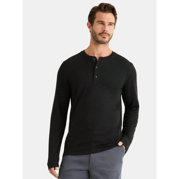George Men's& Big Men's Double Knit Henley, Sizes S-3XL