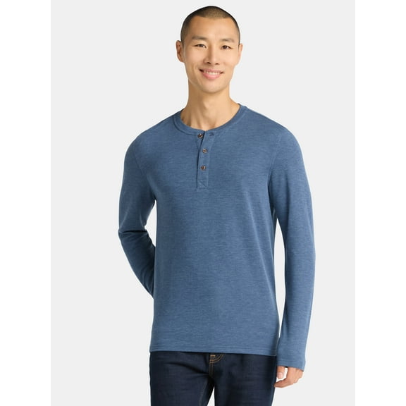 George Men's& Big Men's Double Knit Henley, Sizes S-3XL