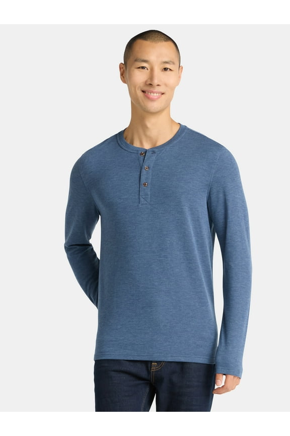 Men's& Big Men's Double Knit Henley, Sizes S-3XL