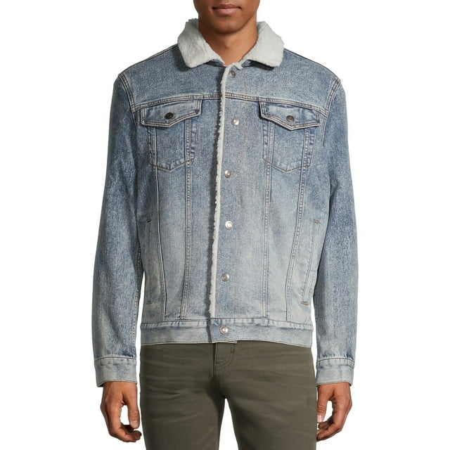 George Men's and Big Men's Faux Sherpa Denim Jacket, up to Size 5XL ...