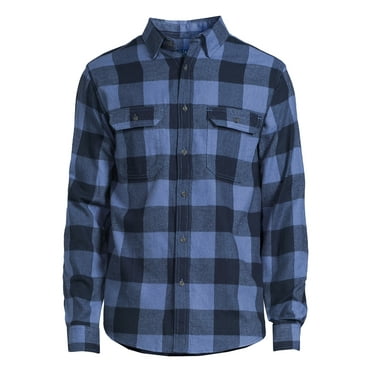 George Men's and Big Men's Flannel Shirt with Long Sleeves, Sizes XS-3XLT